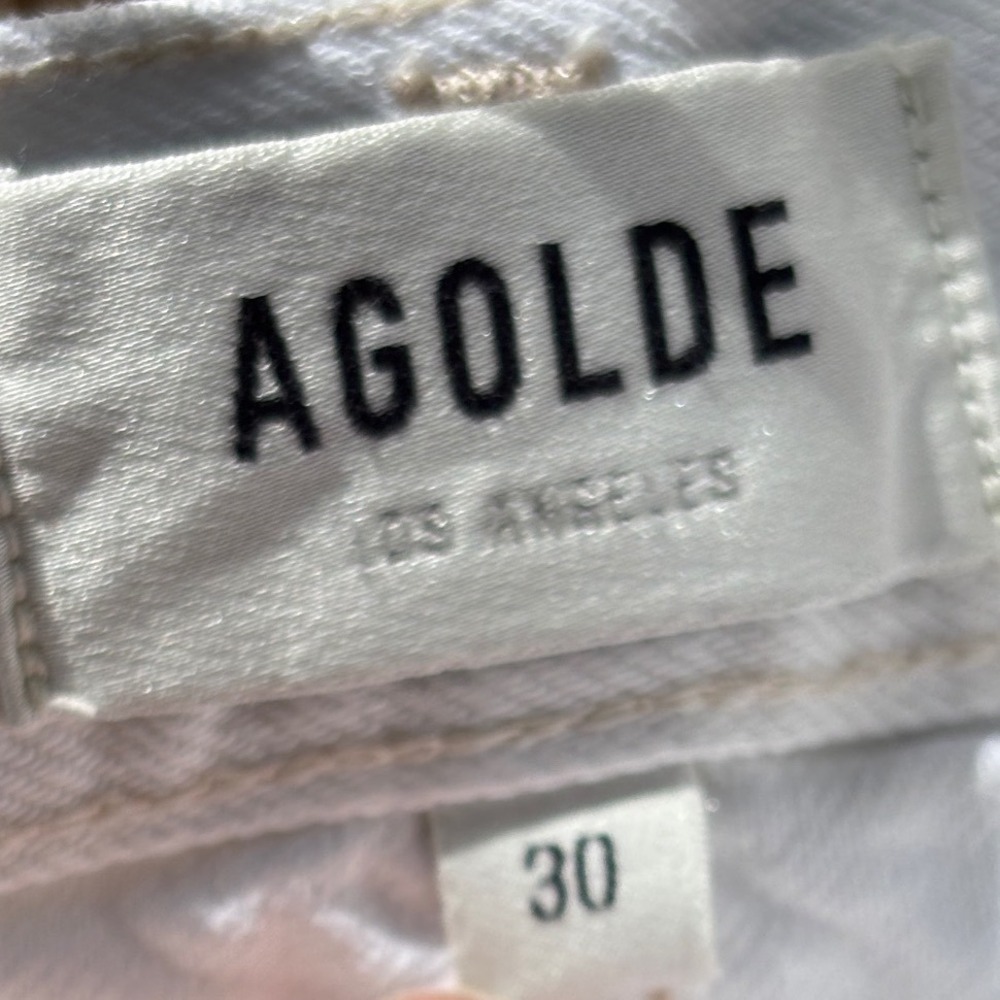 AGOLDE Parker White Jean Shorts Size 30 Distressed Raw Hem Summer Minimalist - Picture 5 of 6